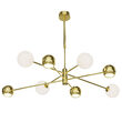 Candelabru modern auriu abajururi sticla opal 4xG9/60W si 4xGU10/60W Moka 1968 Jupiter